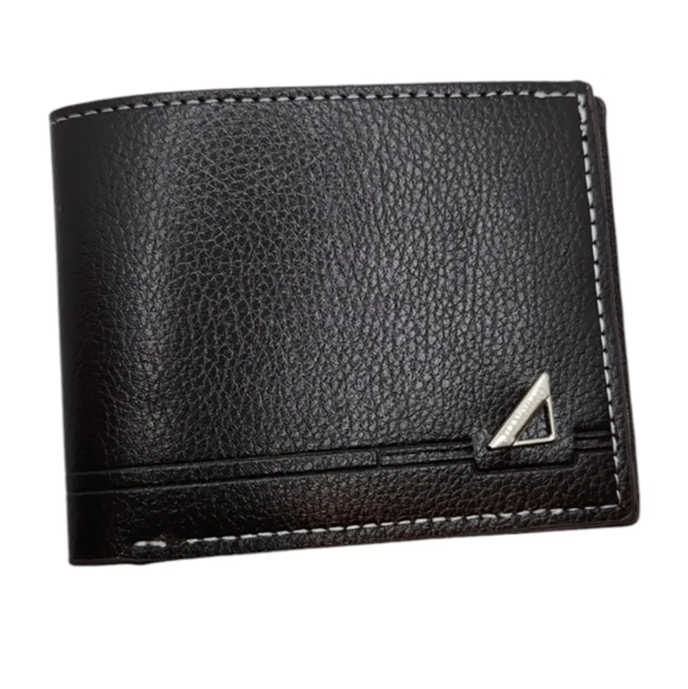 Mens dark brown faux leather large capacity‎ wallet